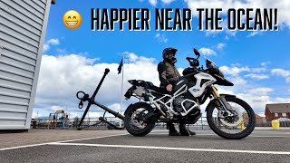 Happier near the Ocean 😁 Ride out to Fleetwood Marina on the Triumph Tiger 1200 Rally Pro