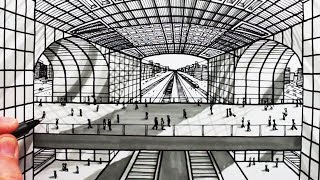 How to Draw 1-Point Perspective: Modern Station Architecture
