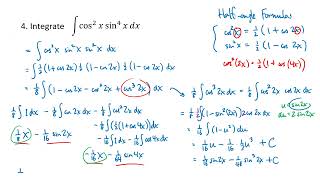 Trigonometric Integrals (OpenStax Calculus, Vol. 2, Section 3.2) [ERROR IN #2 SOLUTION]