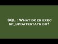SQL : What does exec sp_updatestats do?