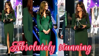 HRH Catherine looks stunning in a silk hunter green floor-length gown.