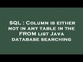 SQL : Column is either not in any table in the FROM list Java database searching