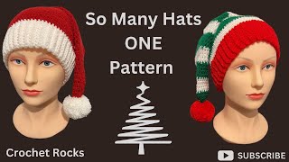 Easy Crochet Christmas Hat -  Santa Elf or Grinch Adult Size | Crochet Rocks