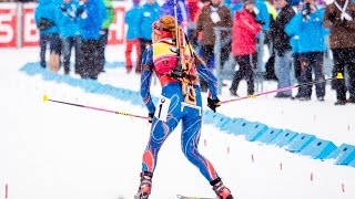 Gabriela Soukalova and her arrival to finish. / Canmore 2016