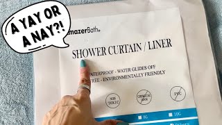 AmazerBath Shower Curtain Liner with 2 Weights Pockets, 72x72 Innovative No Blowing Review