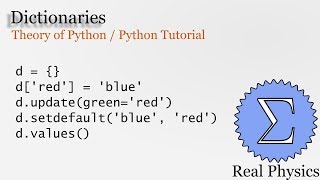Dictionaries (Theory of Python) (Python Tutorial)