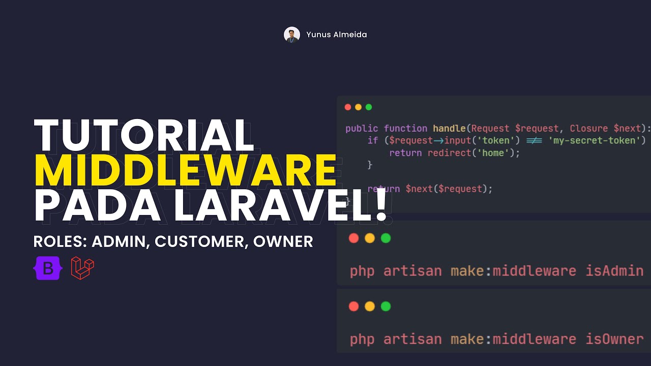 TUTORIAL BIKIN MIDDLEWARE PADA LARAVEL | TUTORIAL LARAVEL - YouTube