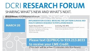 DRF 20: Implementation Science: Bridging the Gap from Clinical Research to Population Health