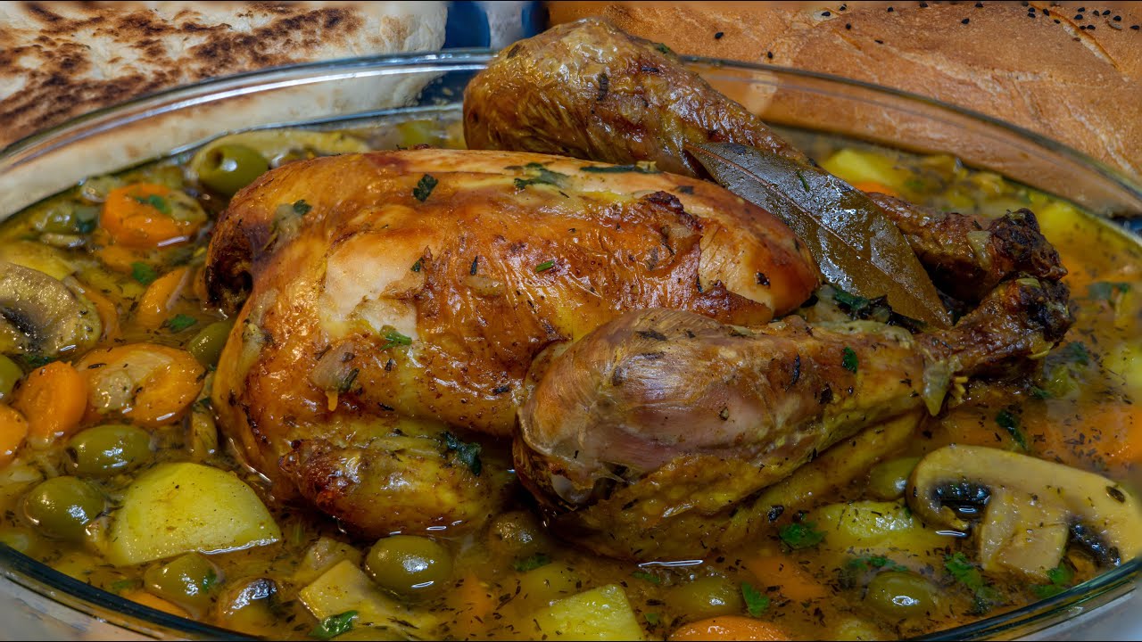 POULET AUX OLIVES (Recette Maghrébine) - Tajine Zitoune - YouTube