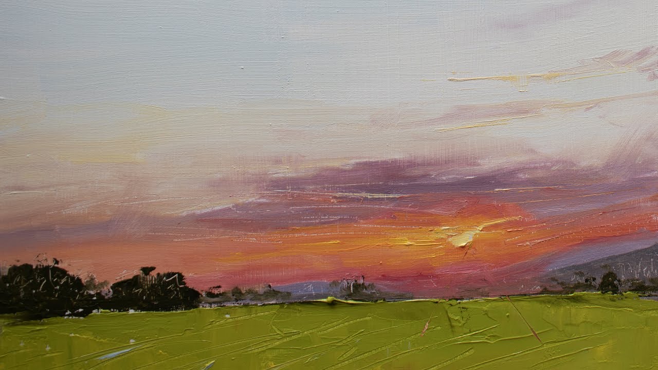 How To Paint A Vibrant Sunset In Oils Serene Horizon Tutorial Youtube