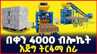 በቀን 4ሺ ብሎኬት ምርት| እጅግ  ትርፋማ ስራ Block making business| SILE BUSINESS| Ethiopia