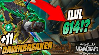 We Timed a 11+ The Dawnbreaker With a ilvl 614 Brewmaster Monk This is HOW!