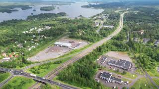 Drone flight over the industrial city of Varkaus, Eastern Finland 14.7.22