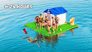 Living 24 Hours In Floating House On Water - Challenge