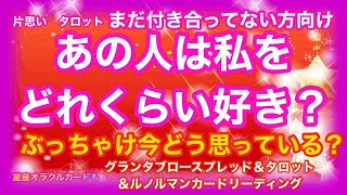 片思い　タロット　まだ付き合ってない方向け　あの人は私をどれくらい好き？ぶっちゃけ今どう思っている？グランタブロースプレッド、（３６枚）星座オラクルカード、ルノルマンカード、タロットリーディング。