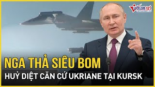 Kinh hoàng khoảnh khắc tiêm kích Su-34 Nga thả siêu bom huỷ diệt toàn bộ căn cứ Ukraine tại Kursk