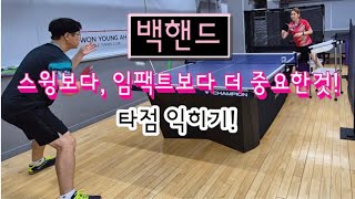 [원영아 탁구레슨] 백핸드 스윙보다 임팩트 보다 중요한것/타점 익히기!