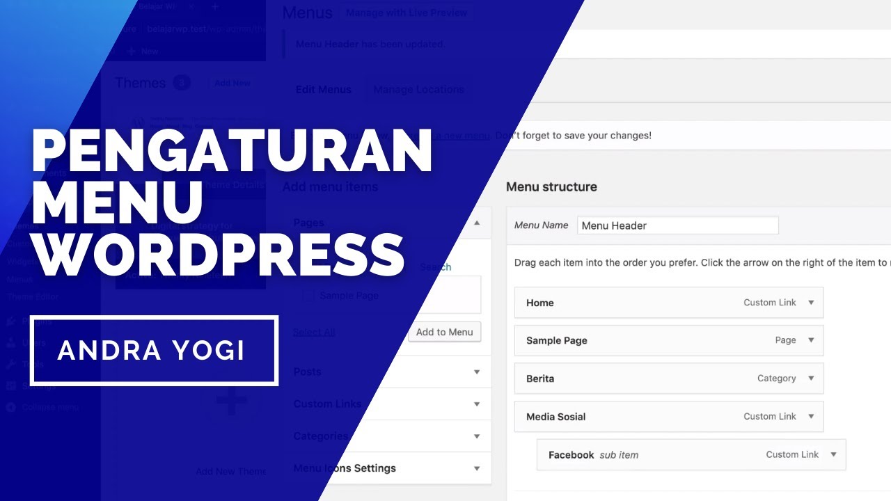 Cara Membuat Dan Mengatur Menu Pada WordPress - YouTube