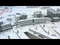 a snowy winter morning @ university of helsinki viikki campus 4k drone footage