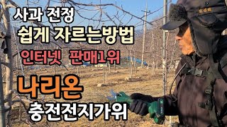 사과나무 전정 쉽게 하세요.나리온 무선 전지가위 온라인 판매1위