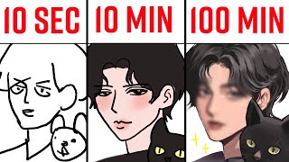 I WAS NOT PREPARED!! 10 Second, 10 Minute, 100 Minute Drawing Challenge