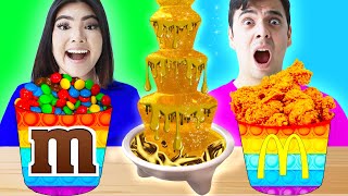 GOLD CHOCOLATE FONDUE CHALLENGE | LAST TO STOP EATING GOLDEN FOOD FOR 24 HOURS BY CRAFTY HACKS