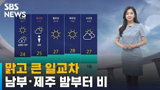 [날씨] 맑고 큰 일교차…남부 · 제주 밤부터 비 / SBS