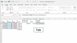 Dollar Cost Average (DCA) Formula in Excel