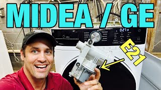 Why This Midea Frontload Washer is Thowing an E21 Code | Quick GE Drain Pump Fix | MLH45NAWW