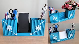 Kağıttan Çok Amaçlı Masaüstü Kalemlik Yapımı / Paper Decoratif Pen Holder - DIY