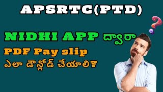 #APSRTC(PTD) #How_to_Download_Payslip in Nidhi app