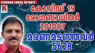 മഹാമാരിയിൽ രാജ്യത്ത് രോഗബാധിതർ 201007  മരണമടഞ്ഞവർ 5628  | karma news