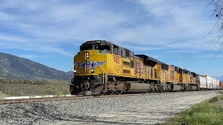 Strong Union Pacific Manifest Freight Train Working Up The Steep Cajon Pass At Keenbrook! 4KHDR!