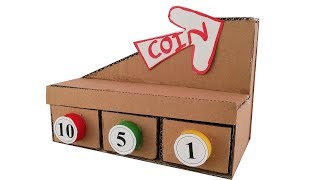 How to make Coin Sorting Piggy Bank Machine from Cardboard DIY at Home