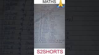 surface area and volume class 10 all formulas || #SHORTS