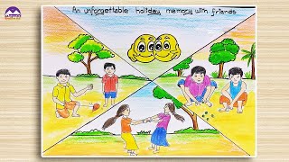 An unforgettable holiday memories with friends drawing