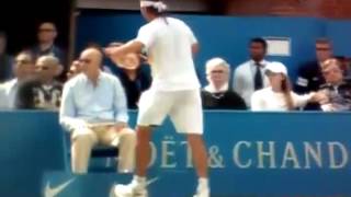 Nalbandian was seen worldwide, kicking the hoarding plate against the line judge. Disqualified
