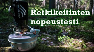 Retkikeitinten nopeustesti - kiehuuko vesi nopeiten Trangialla, kaasurutkulla vai Jetboililla?