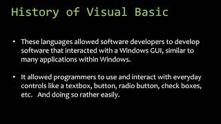 Visual Basic and Its History