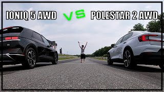 Drag Race: Polestar AWD vs. Ioniq 5 AWD... Who Will Win?