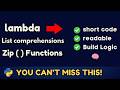 Stop Writing Slow Python Code! Learn Lambda, List Comprehension, & Zip FAST!!
