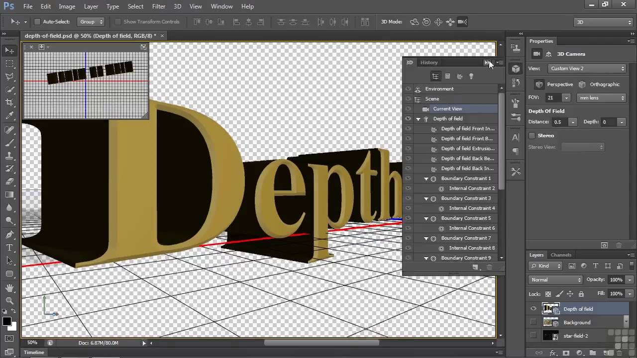 3D Modeling With Adobe Photoshop Tutorial | Examining 3D Depth Of Field ...