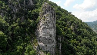 Rock Sculpture of Decebalus and the Danube by Drone | Romania | 4K