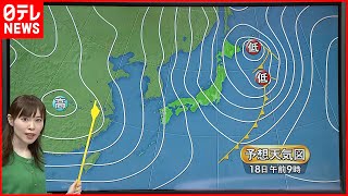 【天気】関東や東海は晴れ  北日本の日本海側などはさらなる大雪に注意を