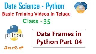 Data Frames in Python Part 04 in Telugu | Data Frames in Telugu python | VLR Training Class 35