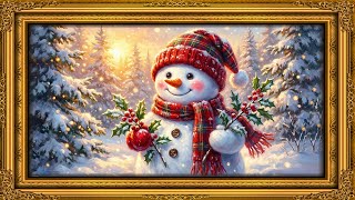 4K Christmas Snowman Art 🎄 Cozy Winter Ambience | Frame TV Holiday Digital Wall Art