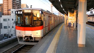 阪神本線・大石駅を発車する山陽6000系6011F回送