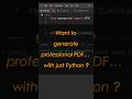 Generate PDF with Python 😎 #python #pythonlibraries #weasyprint #pdf
