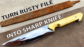 Turning a Rusty FILE into Shiny but razor Sharp KNIFE