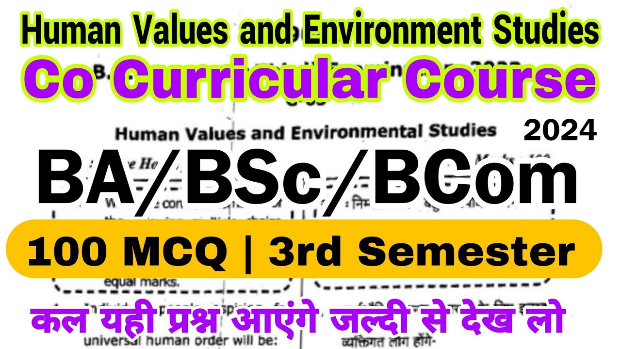 Co Curricular | Human Values And Environmental Studies | Ba Bsc Bcom ...